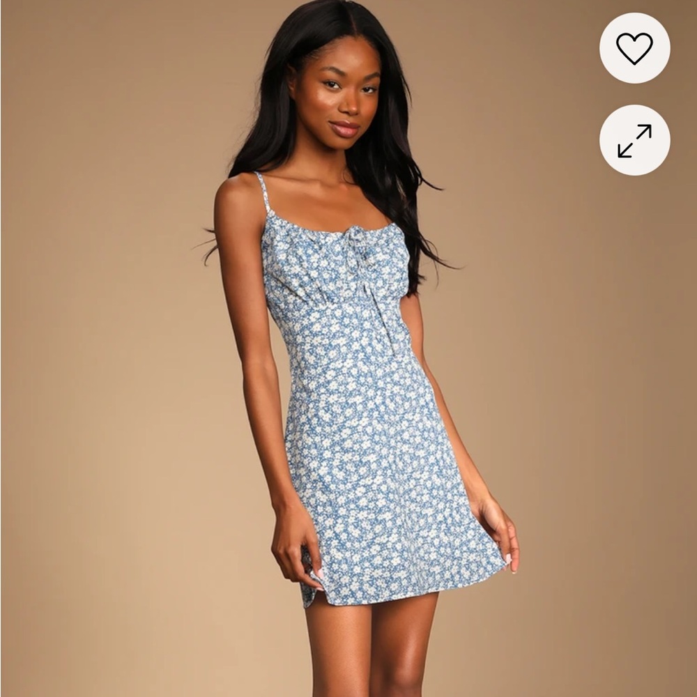 Blue Floral Mini Dress
